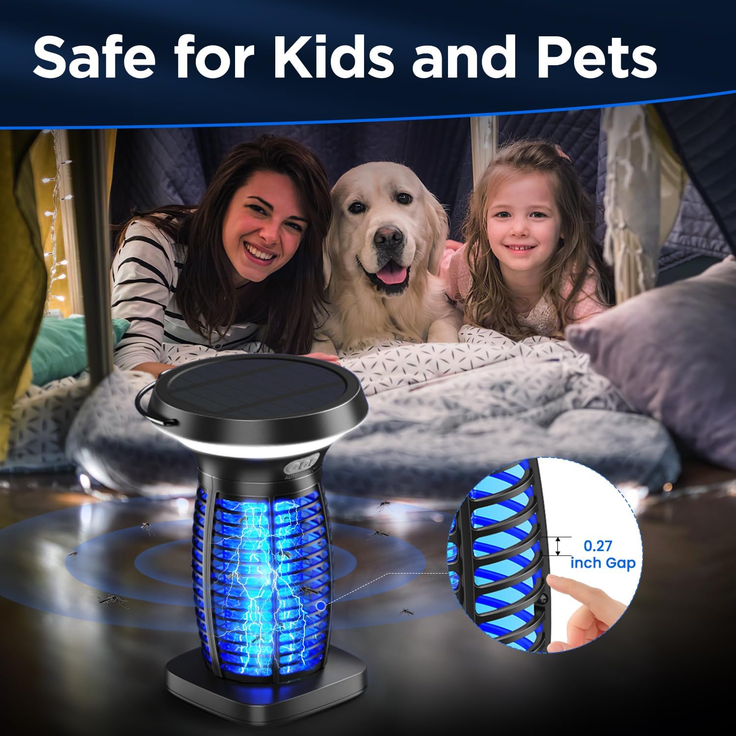 Thumbnail 4 de Solar Bug Zapper Outdoor Waterproof, Portable & Rechargeable: 3-in-1 Mosquito Killer Lamp