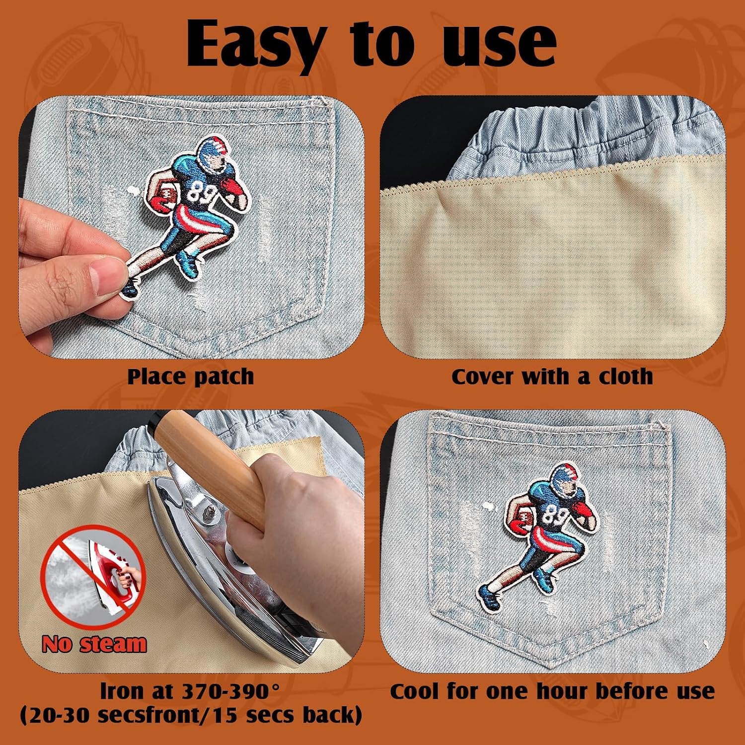 Thumbnail 4 de TXSN Football Iron-On Patches, 36-Piece Embroidered Sports Appliques