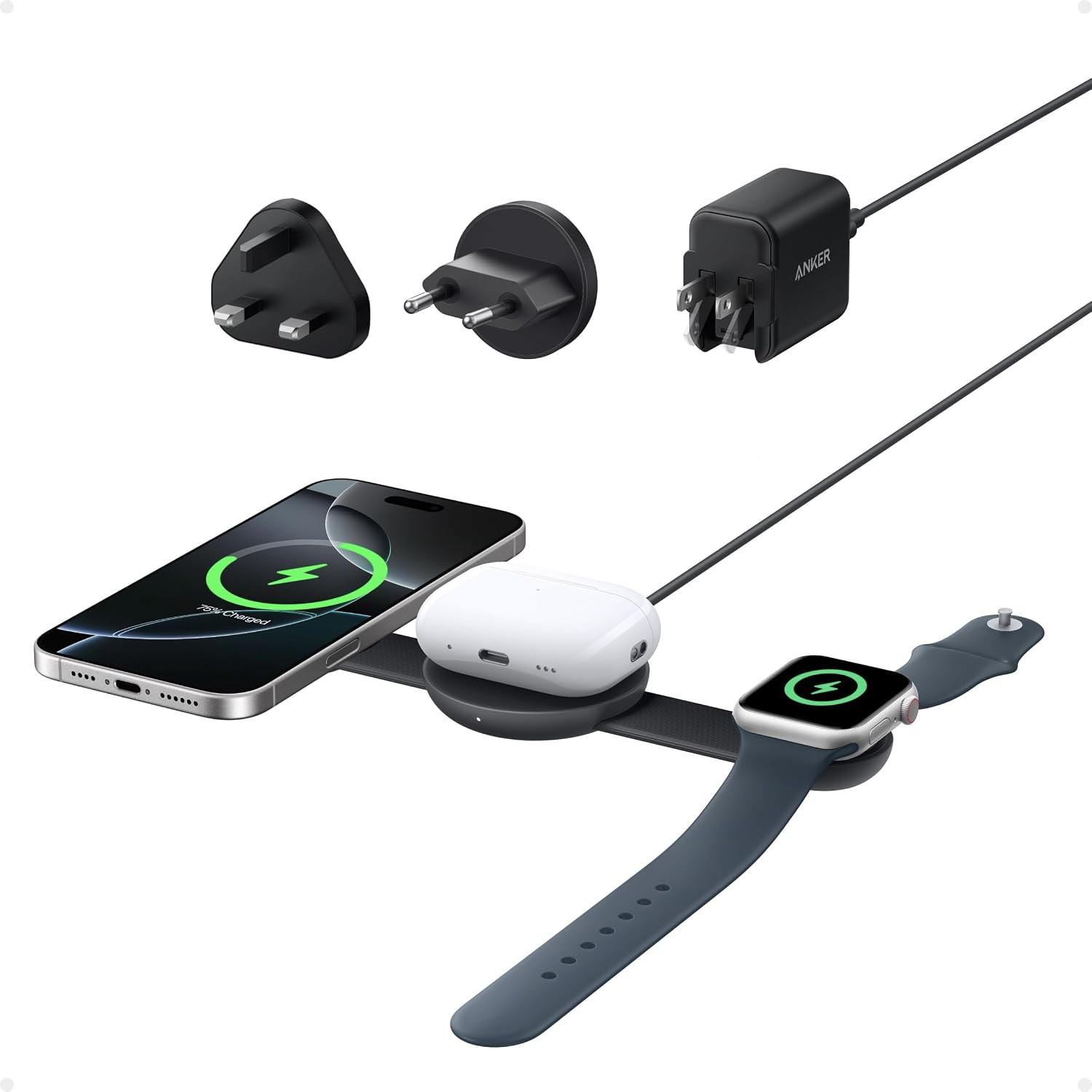 Detalle de Anker MagSafe Compatible 3-in-1 Wireless Charging Station review