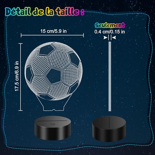 Thumbnail 7 de Foot Cadeau Garçon – Veilleuse Enfant 3D Football par Linkax