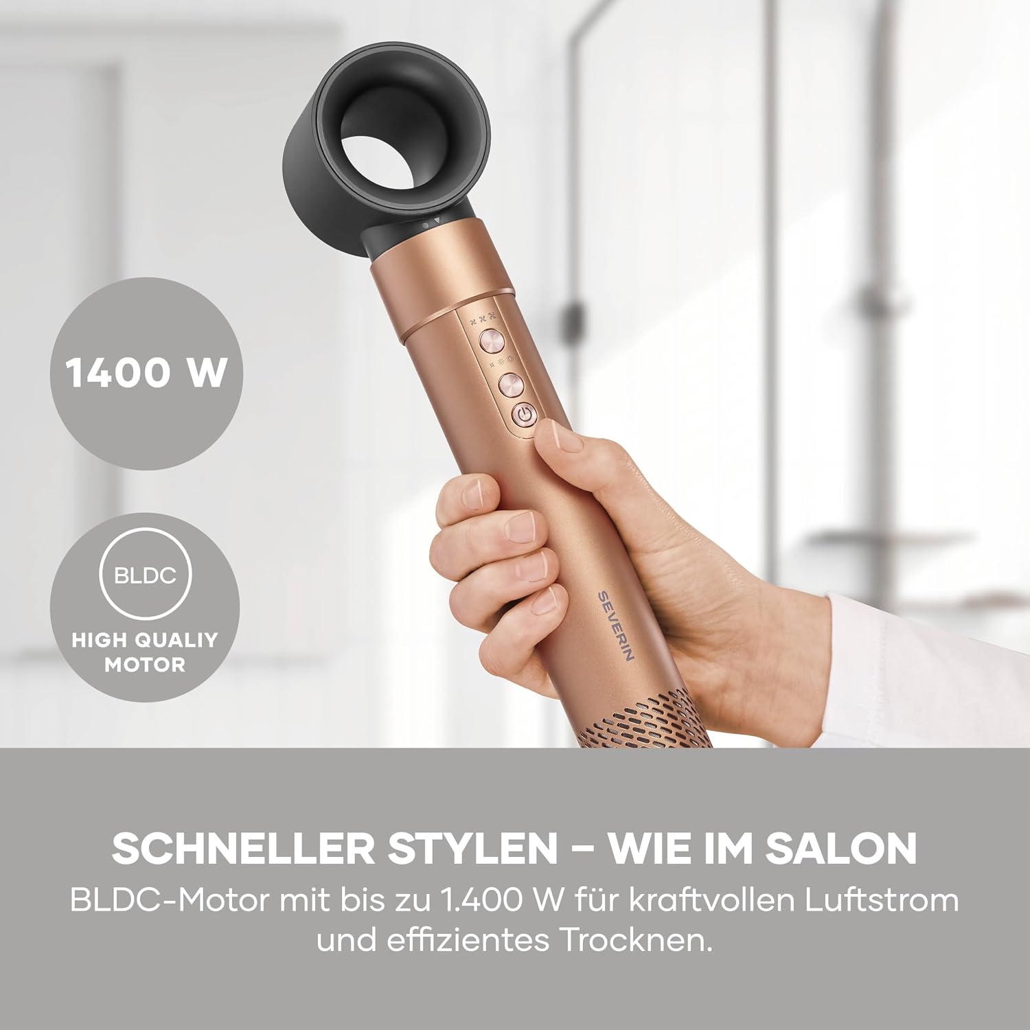 Detalle de Severin 5-in-1 Airstyler WL 0685 – Multifunction Hairstyler mit 1300–1500 W, 5 Aufsätzen und Ionic-Technologie