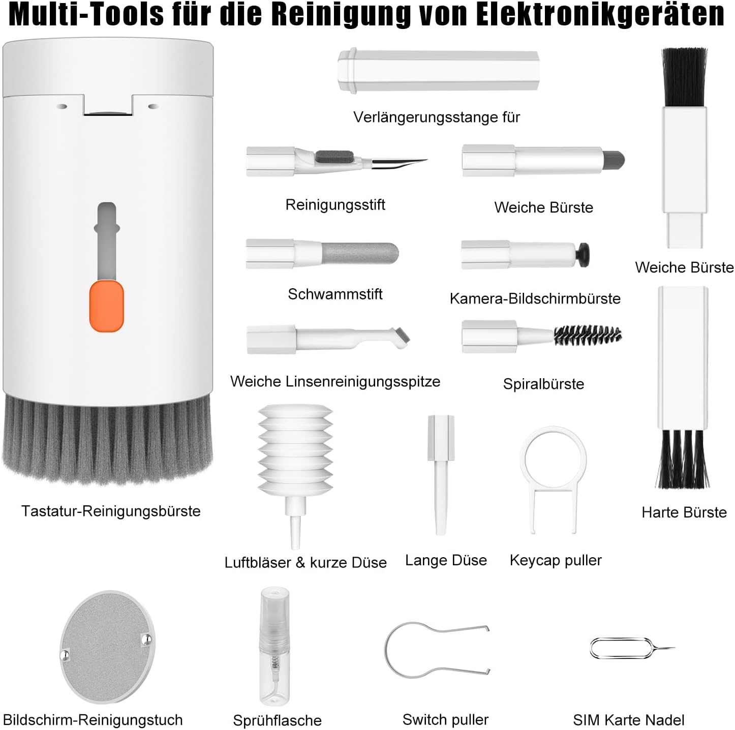 Thumbnail 6 de VICHYIE 20-in-1 Tastatur Reinigungsset mit Bürste für AirPods, Kopfhörer, Laptop, Handys & mehr (weiß)
