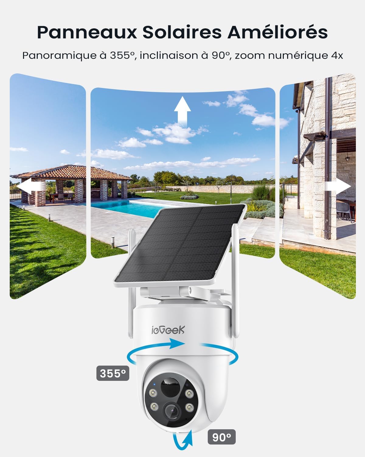 Thumbnail 4 de ieGeek 2K Solarpowered Außen-Überwachungskamera S5 mit 360° PTZ, WLAN und PIR