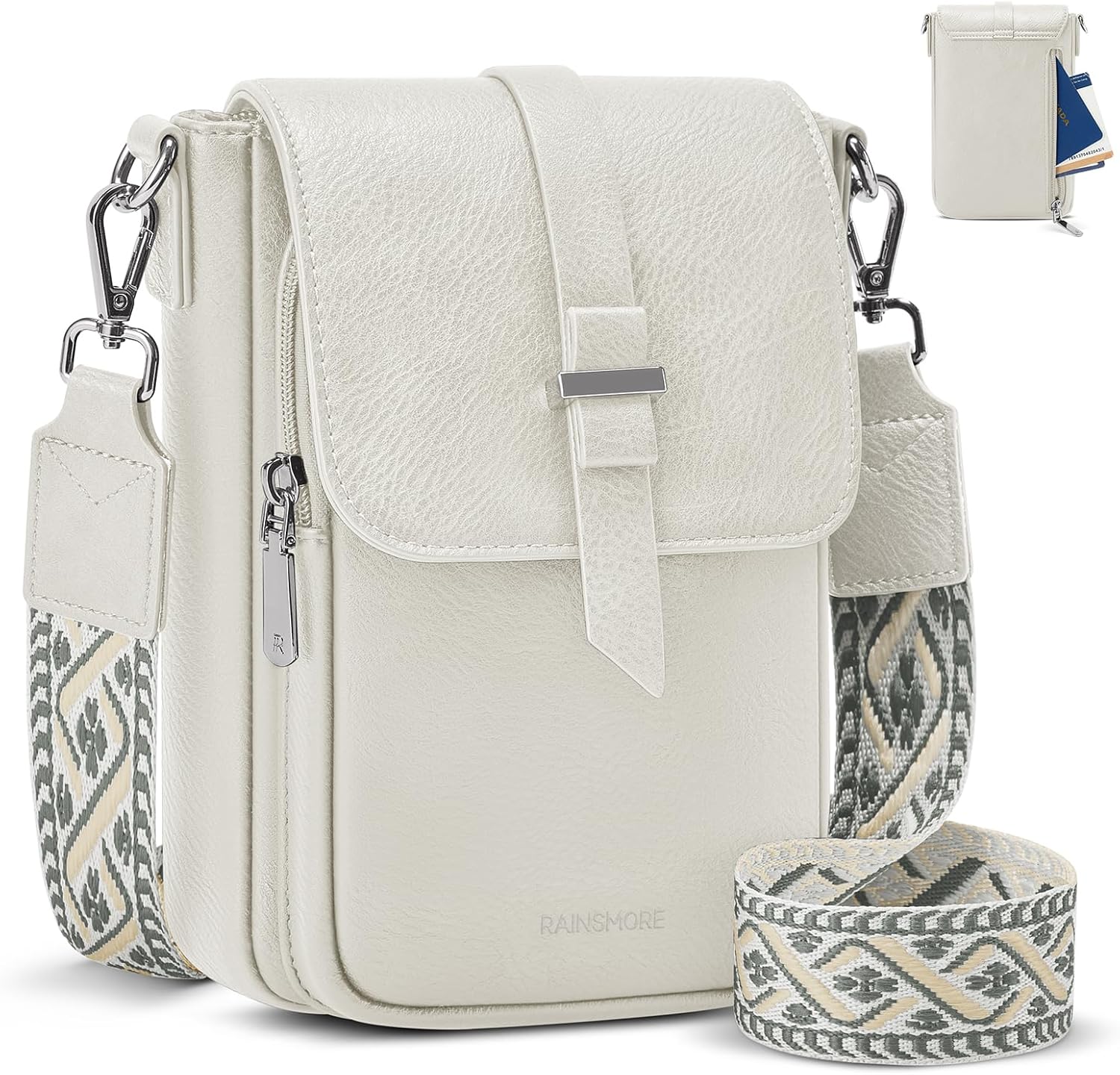 Detalle de RAINSMORE Small Cross Body Bag for Women: PU Leather Phone Companion with Adjustable Strap