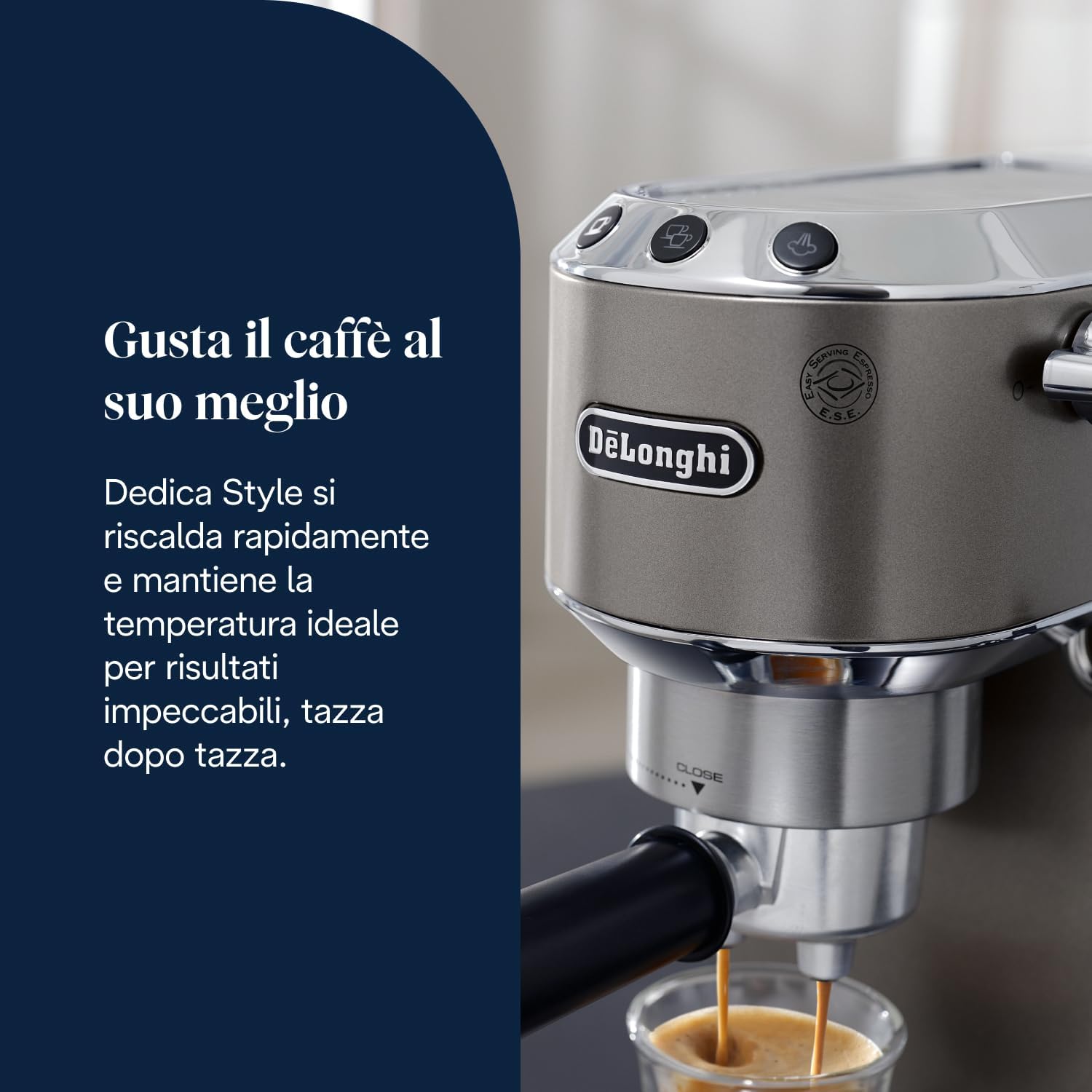 Thumbnail 2 de De’Longhi Dedica Style EC685.TB – Macchina espresso compatta con cialde ESE e montalatte manuale