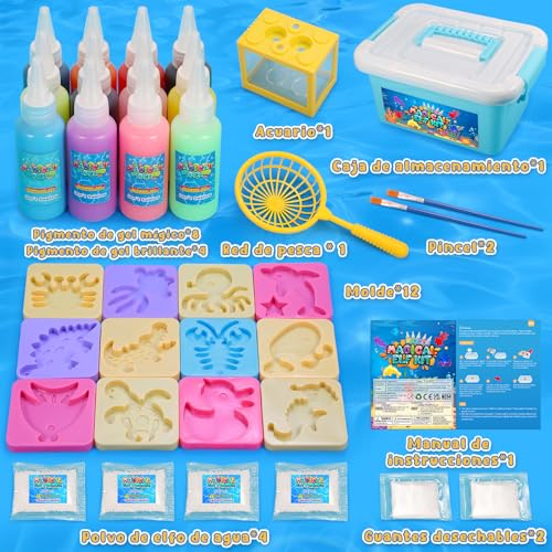 Detalle de Kit de Gel con Criaturas Marinas LED y Acuario Mini para Niños 4-9 años — iKidiki