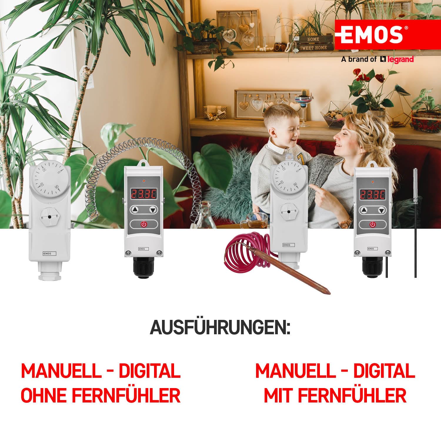 Detalle de EMOS Anlegethermostat mit Drehknopf (analoger Rohranlegethermostat) – 0 bis 90 °C