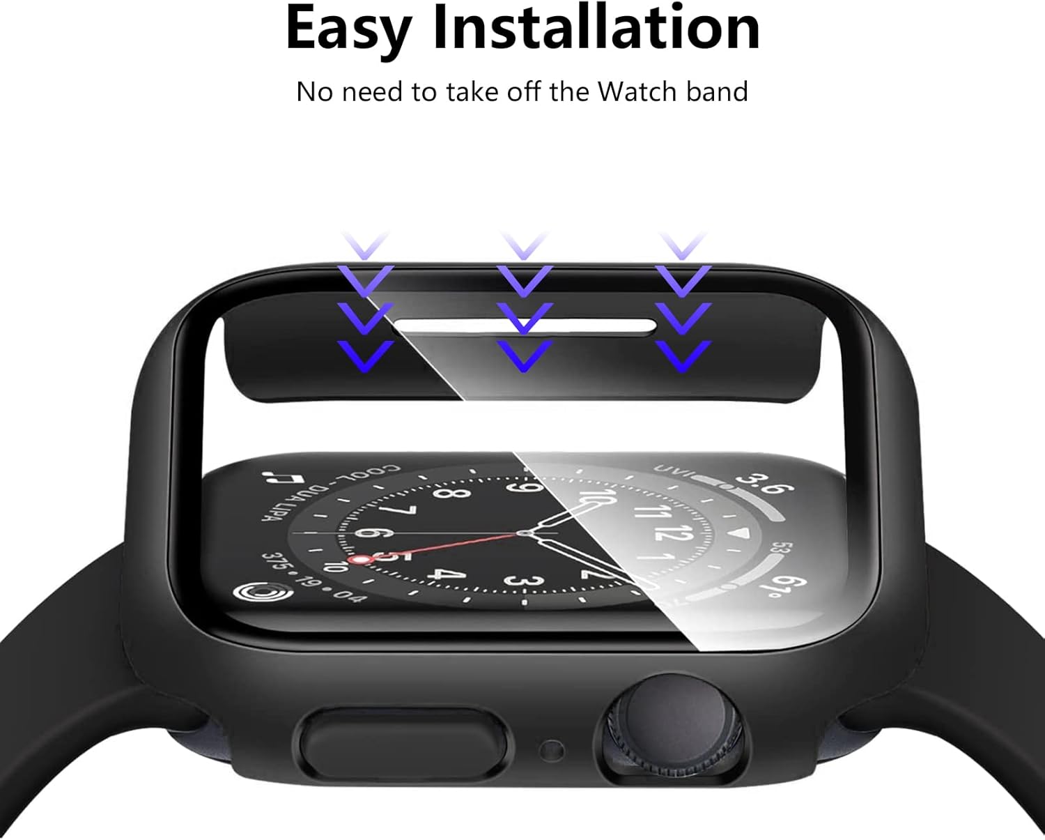 Detalle de AOTUAO 4 Pezzi Cover per Apple Watch 41mm Series 9/8/7 – Protezione Schermo Temperato Trasparente