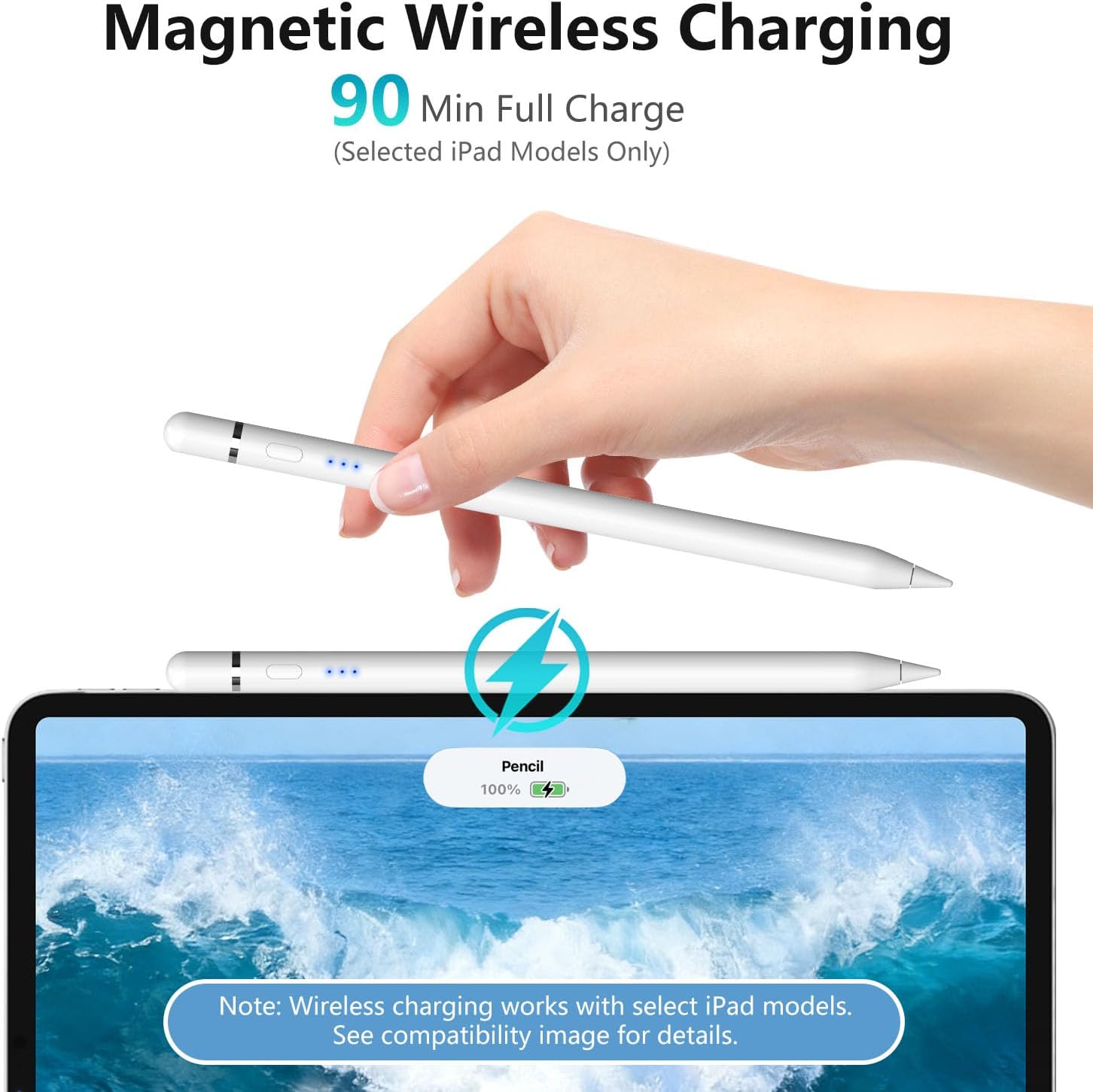 Thumbnail 3 de iPad Pencil (2018–2026) Magnetic Charging Stylus with Tilt & Palm Rejection for Pencil 2nd/1st Gen-Compatible iPads
