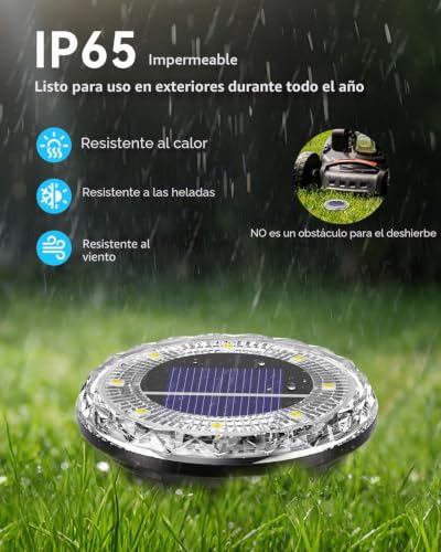 Detalle de ArsMotin – 12 Lámparas solares de jardín con 8 LEDs, IP65 y 3000K (paquete de 12) para exterior