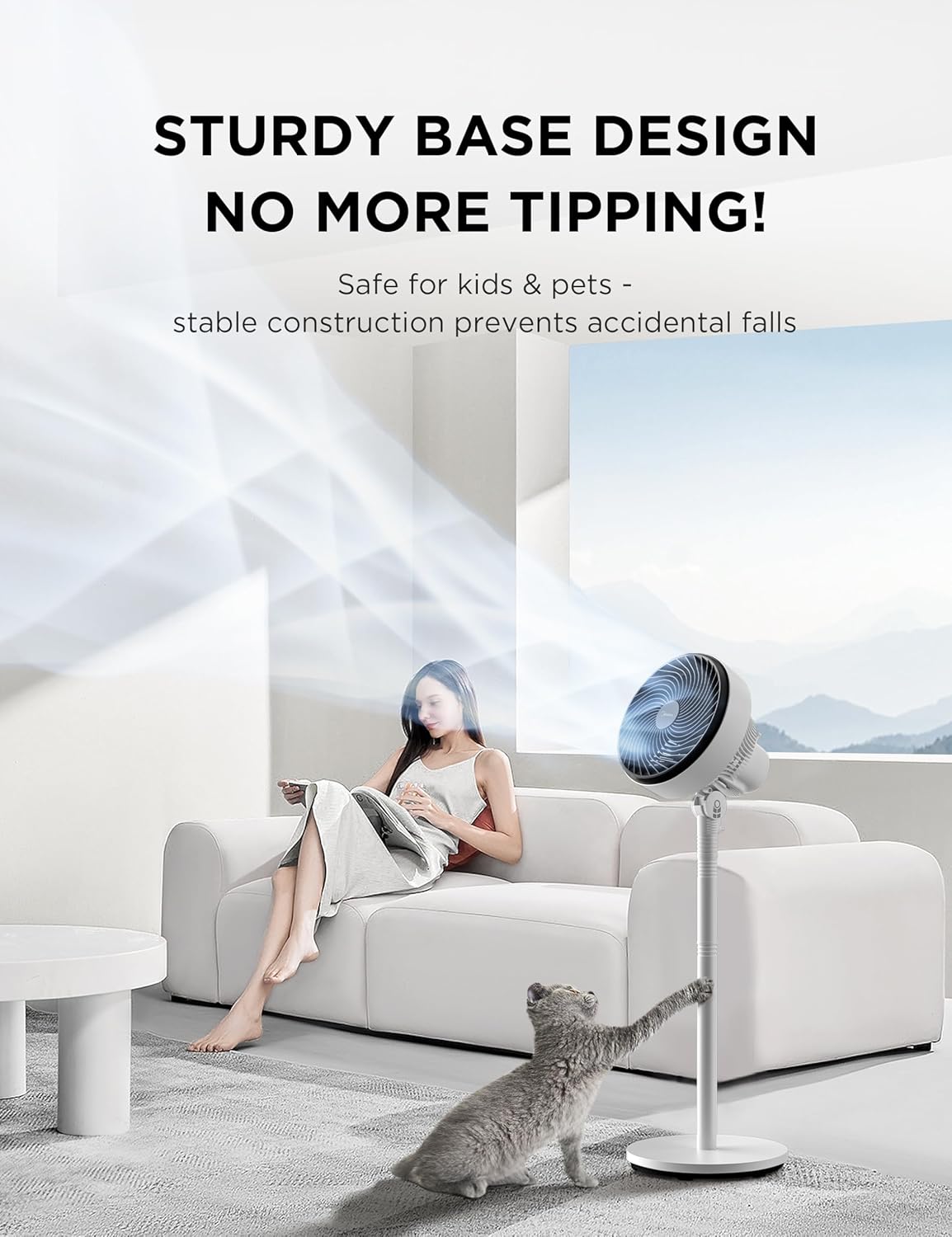 Detalle de Midea Standing Fan – Powerful Pedestal Fan with Intelligent Cooling