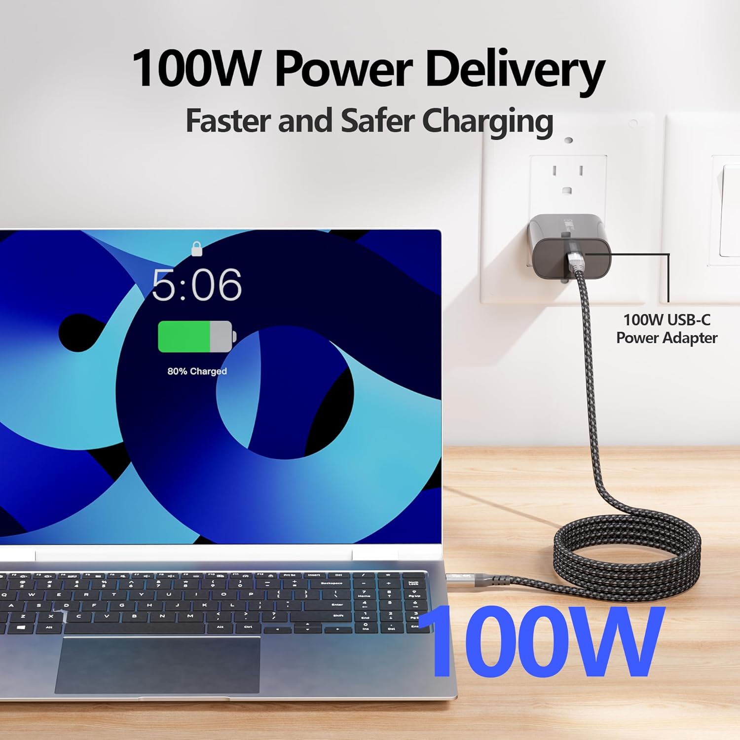 Thumbnail 3 de HOTUTUKI USB-C Kabel 2er-Pack (3m+3m) Nylon Geflochten – 100W, 20Gbps, 4K120Hz