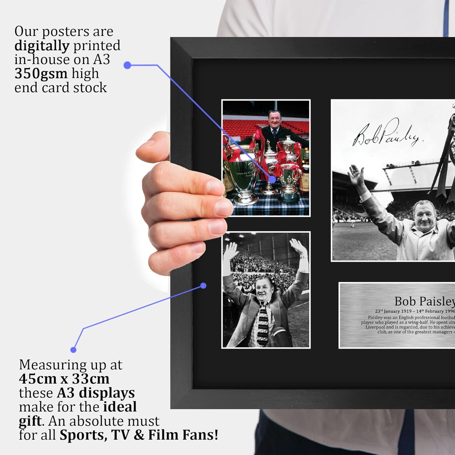 Thumbnail 2 de HWC Trading FR A3 Bob Paisley framed signed autograph picture (330x445mm) for Liverpool fans