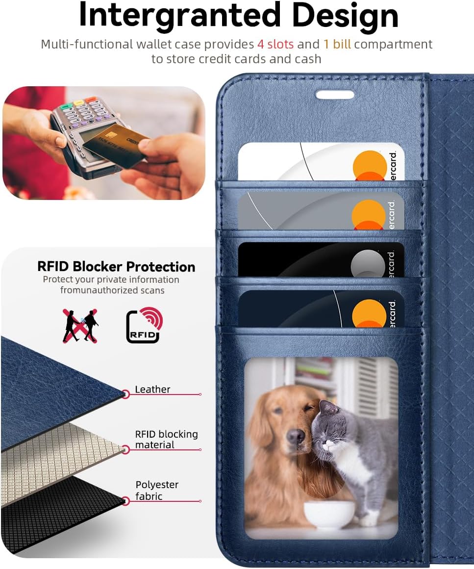 Thumbnail 2 de OCASE Klapphülle Premium Leder für Samsung Galaxy S25 Edge – RFID-Schutz, Standfunktion, Blau