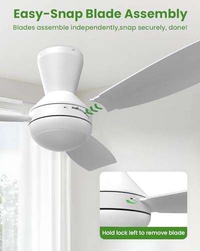 Detalle de Airwit Ventilador de Techo 106 cm con Luz LED regulable y 3 aspas Snap-On