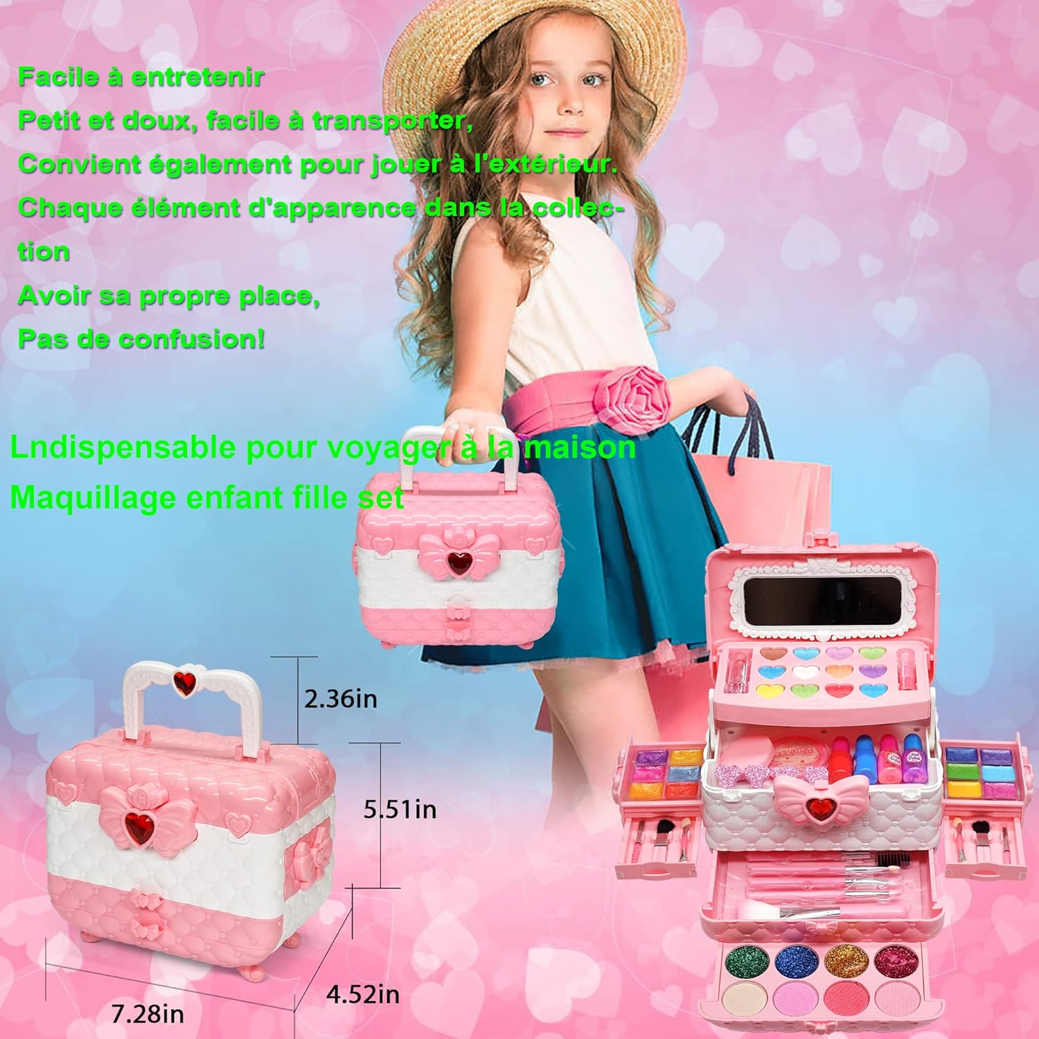 Thumbnail 5 de Kinderschminke Mädchen Set – 57-teiliges Schminkkoffer Spielzeug für 4–12 Jahre