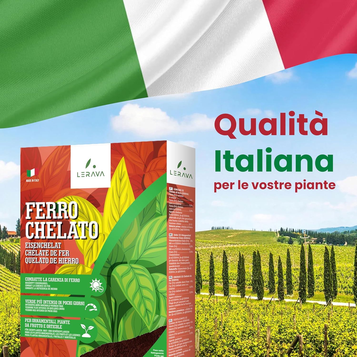 Thumbnail 6 de LERAVA Ferro Chelato per Piante (4x200 g) Rinverdente: clorosi ferrica e fertiliazione verde