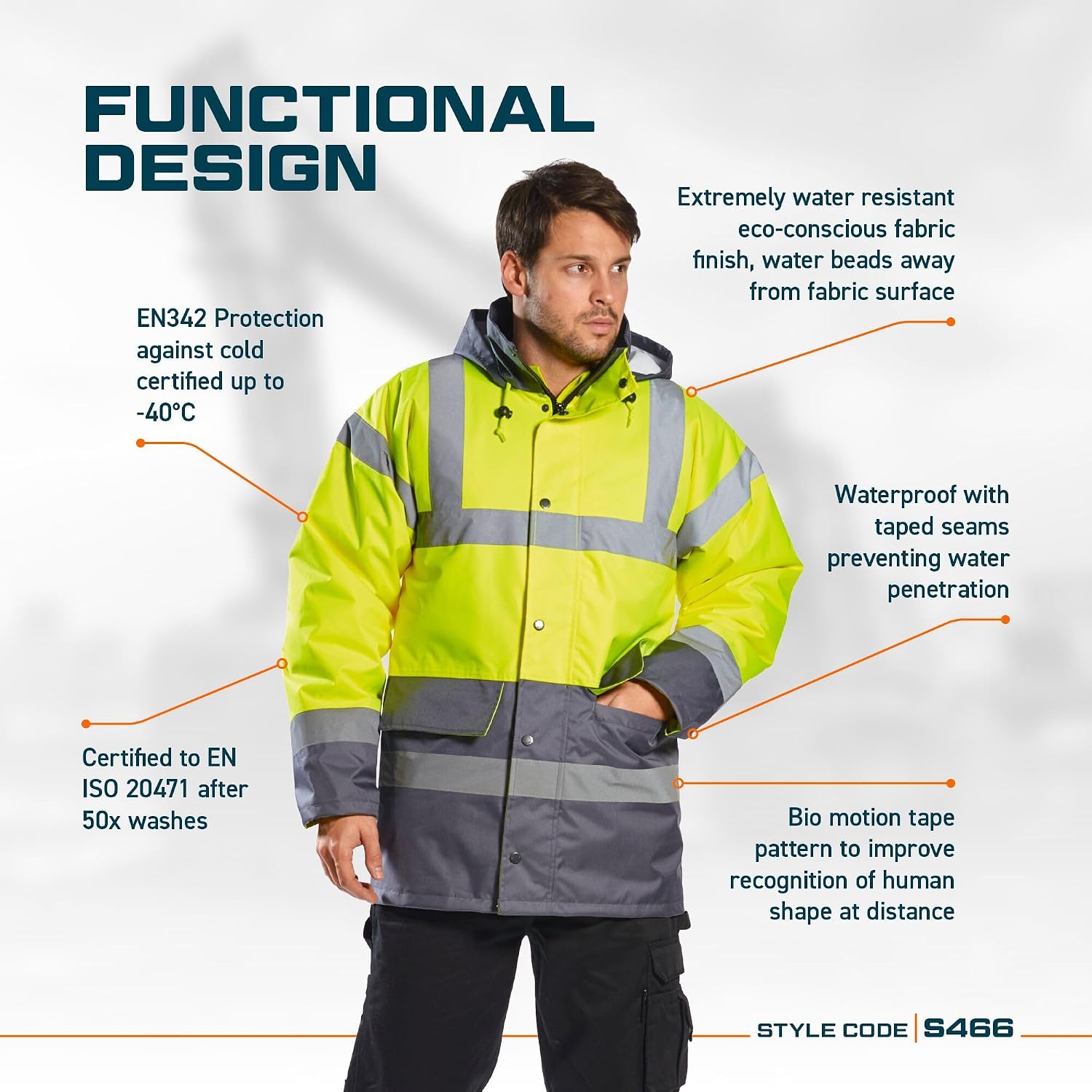 Thumbnail 2 de Portwest Parka Contrast Traffic XXL amarillo