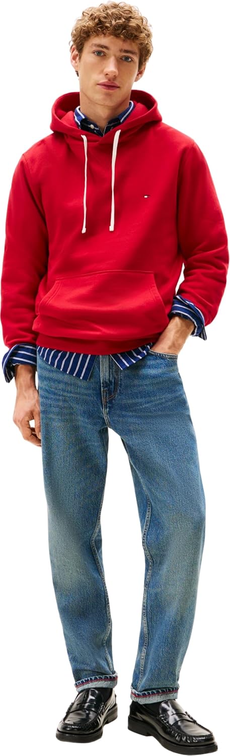 Detalle de Tommy Hilfiger Herren Hoodie Seasonal Fleece mit Bauchtasche – zeitloser Komfort, hochwertige Basis für jeden Tag