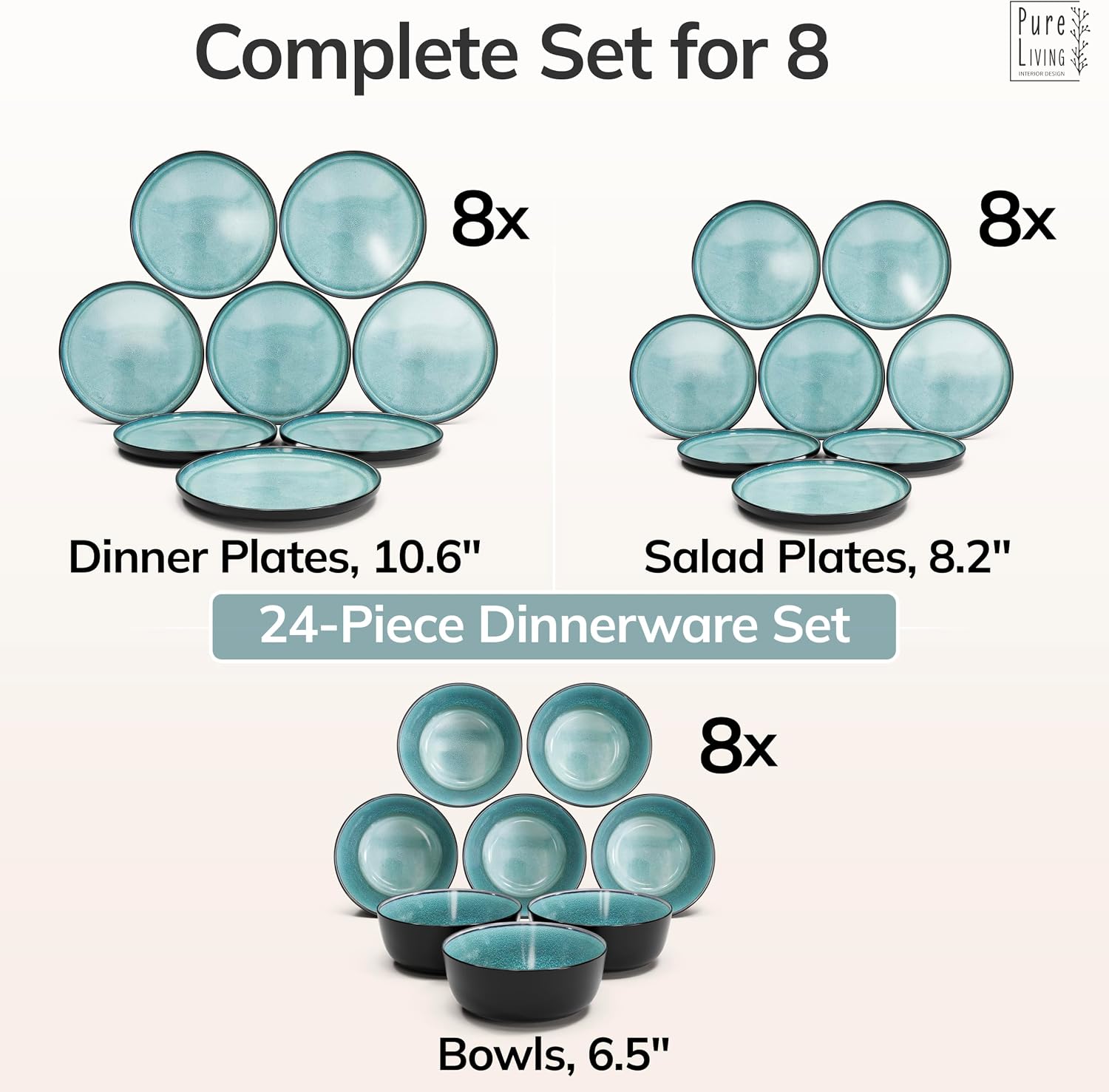 Thumbnail 5 de 24 Piece Stoneware Dinnerware Set for 8