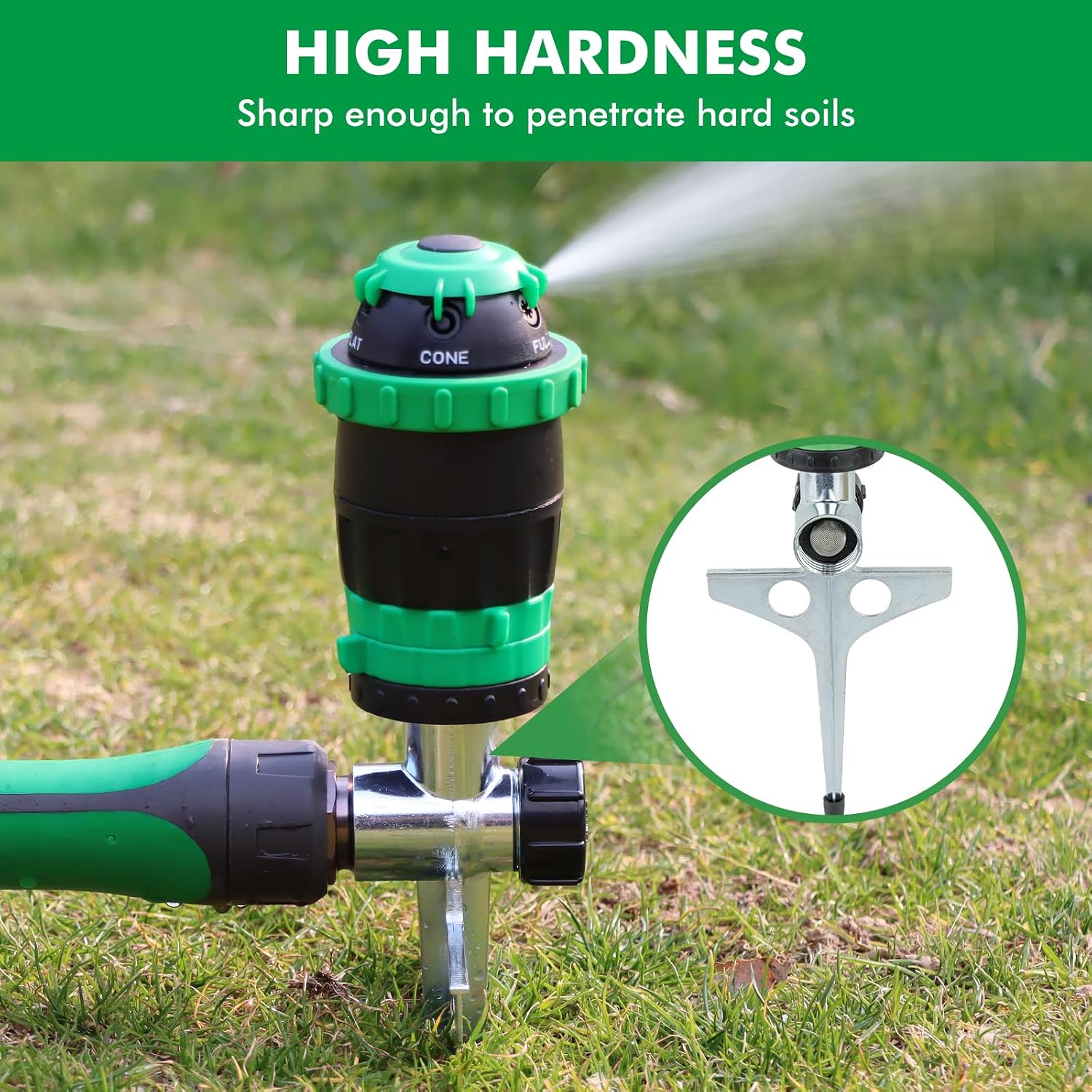 Thumbnail 5 de [2 PACK] RESTMO Gear Drive Sprinkler with Metal Spike Base (5 spray patterns, adjustable coverage)