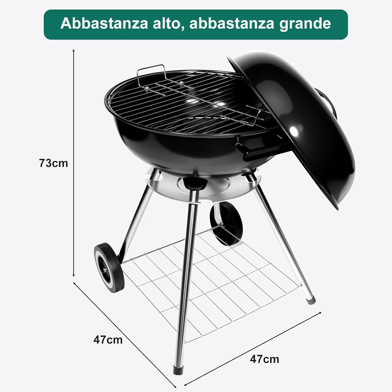 Thumbnail 5 de HYCHIKA Barbecue a carbonella tondo Ø47 cm con coperchio e ruote