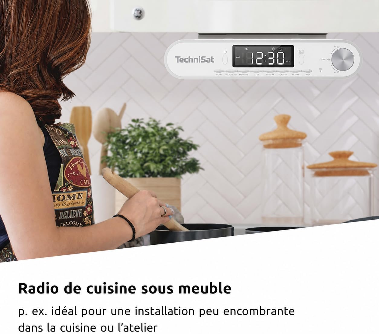 Detalle 2 de TechniSat Viola Radio de Cuisine encastrable – FM, Bluetooth et lampe de travail (blanc)