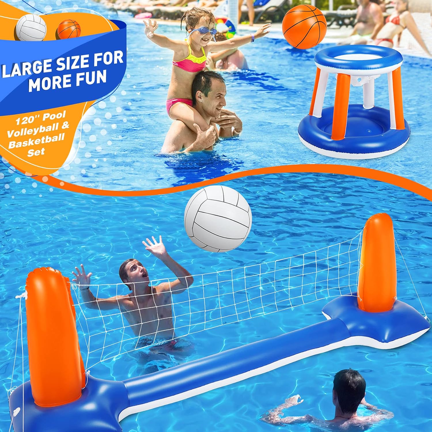 Detalle de Subtail Ensemble de Volley-Ball Gonflable 290 cm — Jeux de piscine pour toute la famille