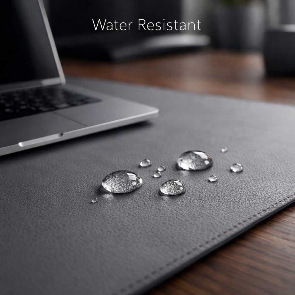 Thumbnail 3 de Premium Vegan Leather Desk Mat 80x40cm (Slate Grey) – Non-Slip, Waterproof Desk Pad for Keyboard, Mouse & Laptop