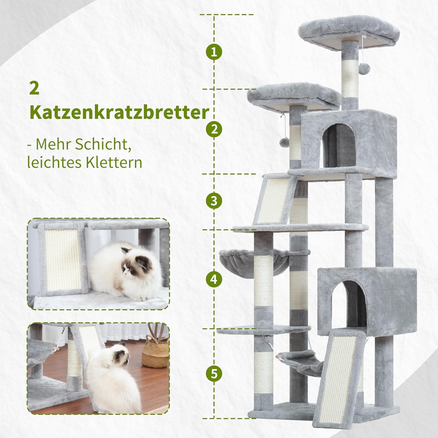 Thumbnail 1 de Gitelsnour Kratzbaum 180 cm mit 2 Höhlen