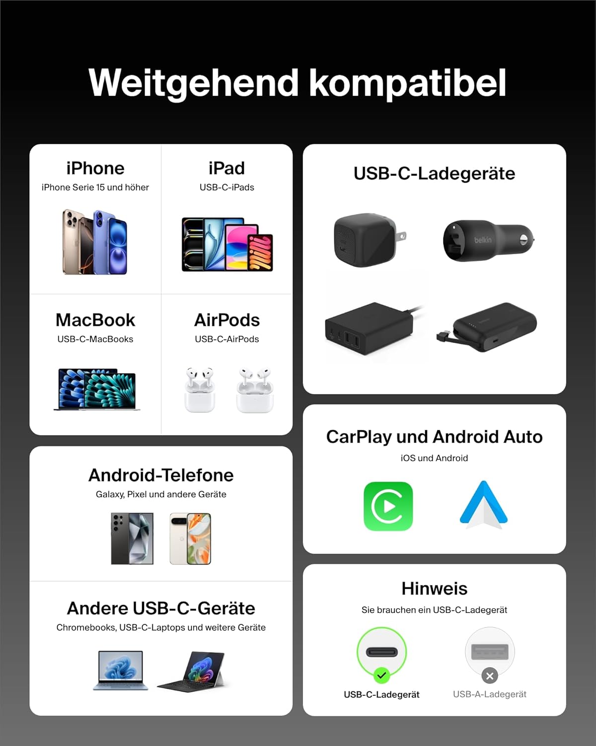 Thumbnail 4 de Belkin USB-C Kabel 1,5 m 60W 2er-Pack