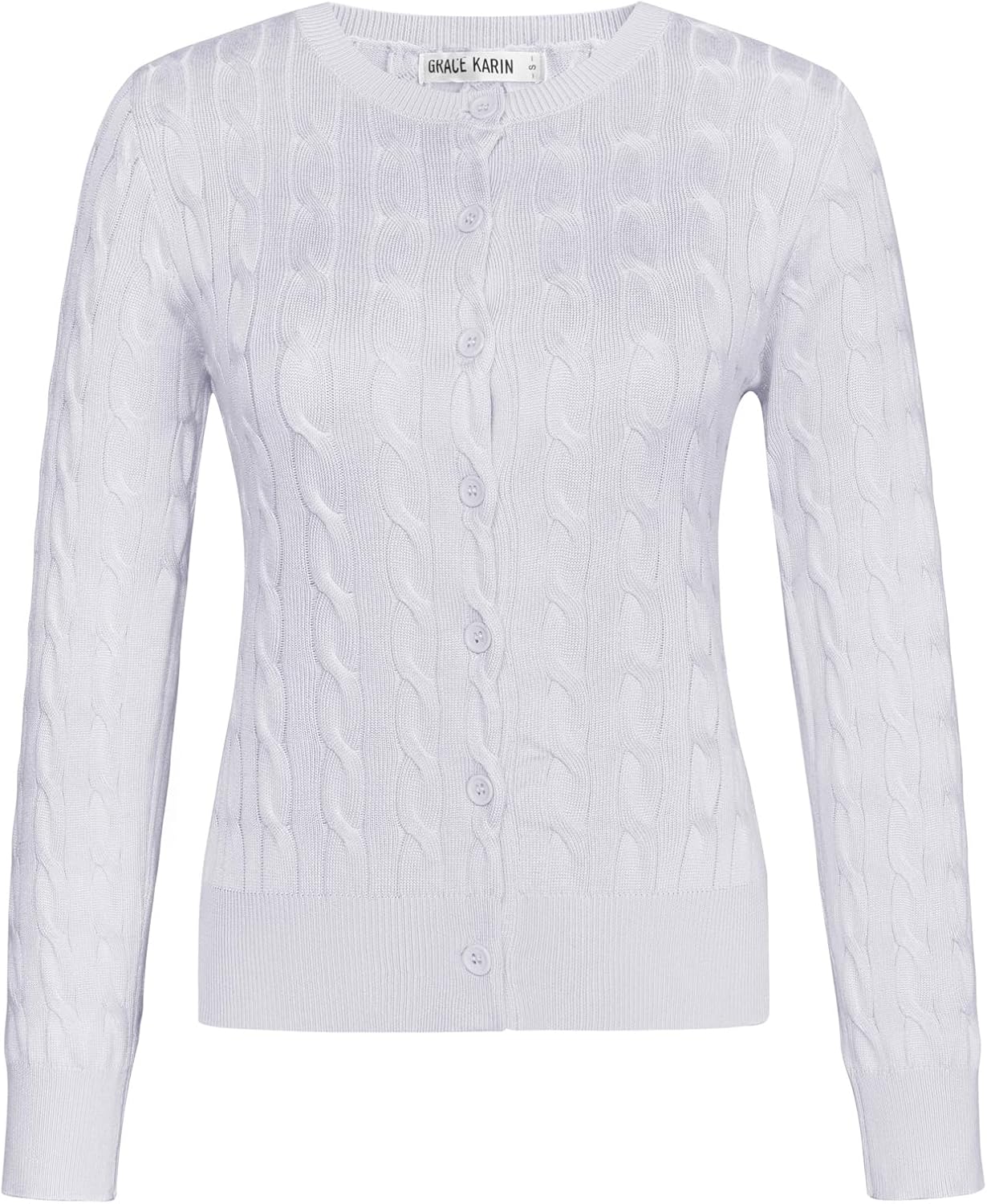 Detalle de GRACE KARIN Cable Knit Cardigan for Women, Lightweight Cropped Button-Front