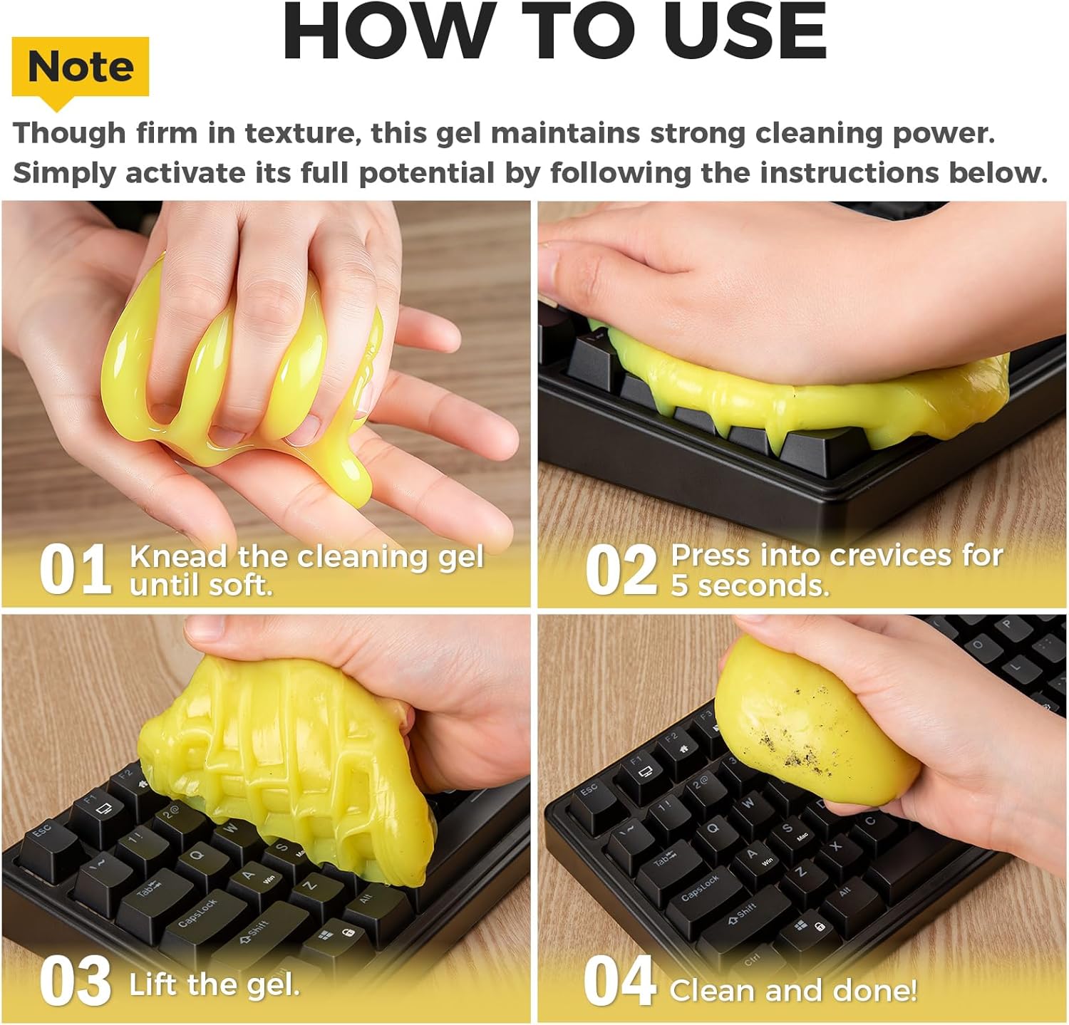 Detalle 2 de ASFSKY Gel Nettoyant polyvalent pour voiture et clavier – kit Jaune