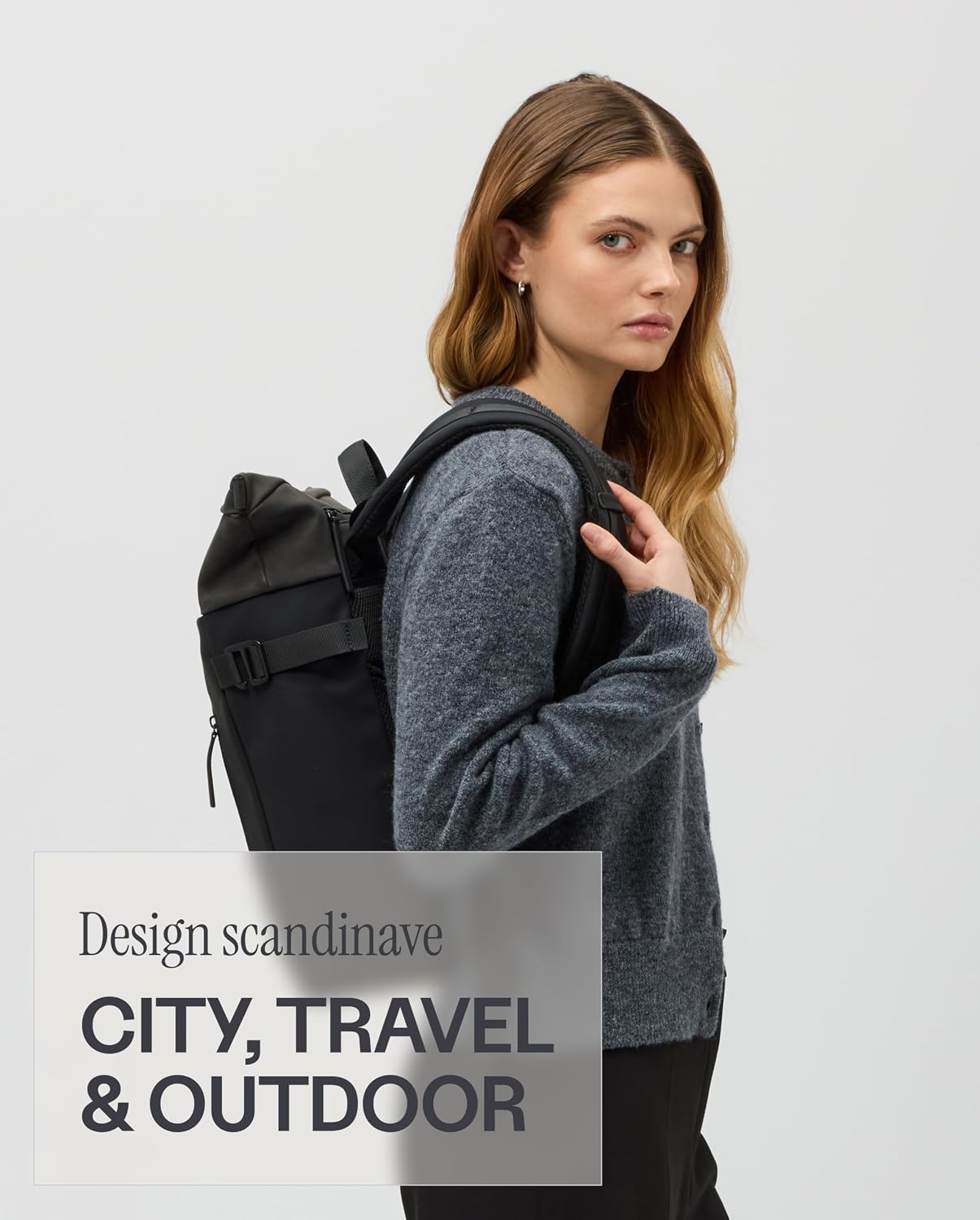Thumbnail 6 de Kapten & Son Aarhus All Black – sac à dos rolltop 14 L avec compartiment ordinateur 14