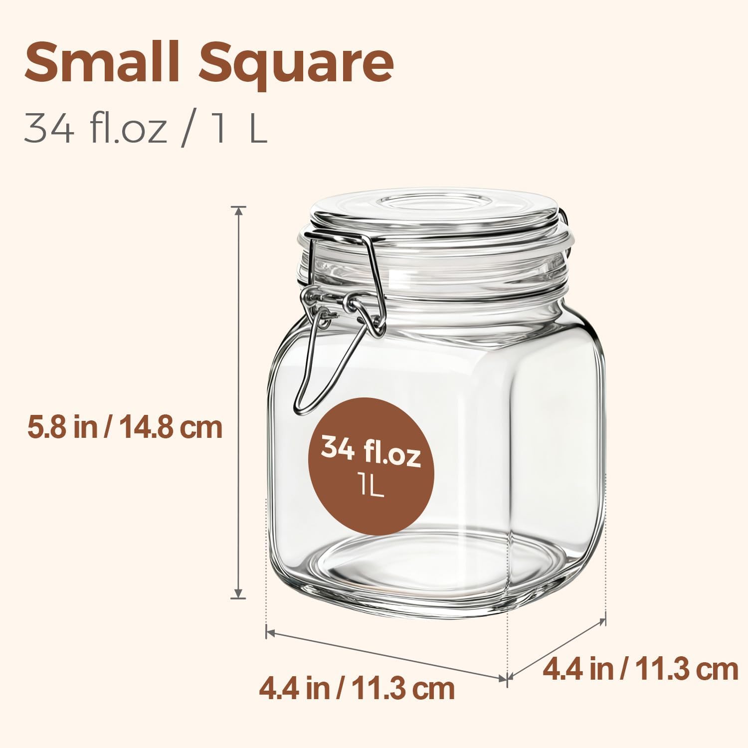 Detalle 2 de ComSaf Airtight Glass Storage Jars, 1 L 3 Pack with Clip-Top Lids