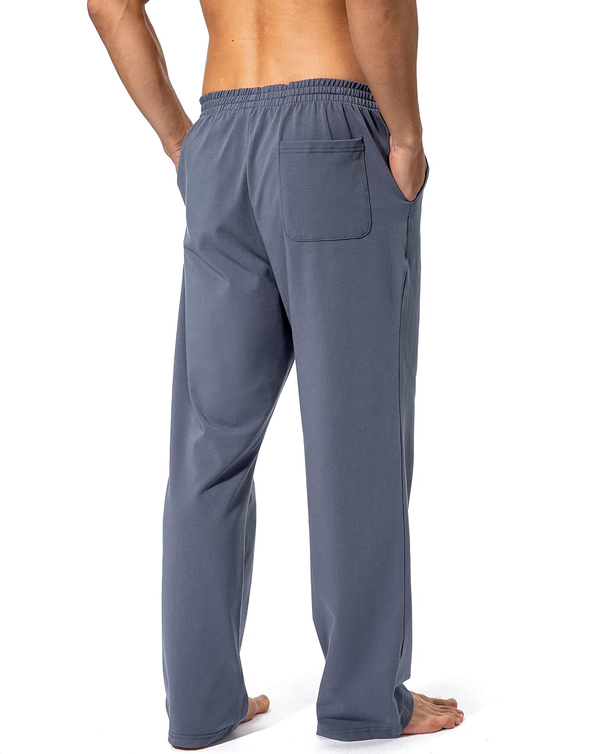 Detalle de Pudolla Men's Cotton Yoga Sweatpants: Open-Bottom Lounge Pants with Pockets