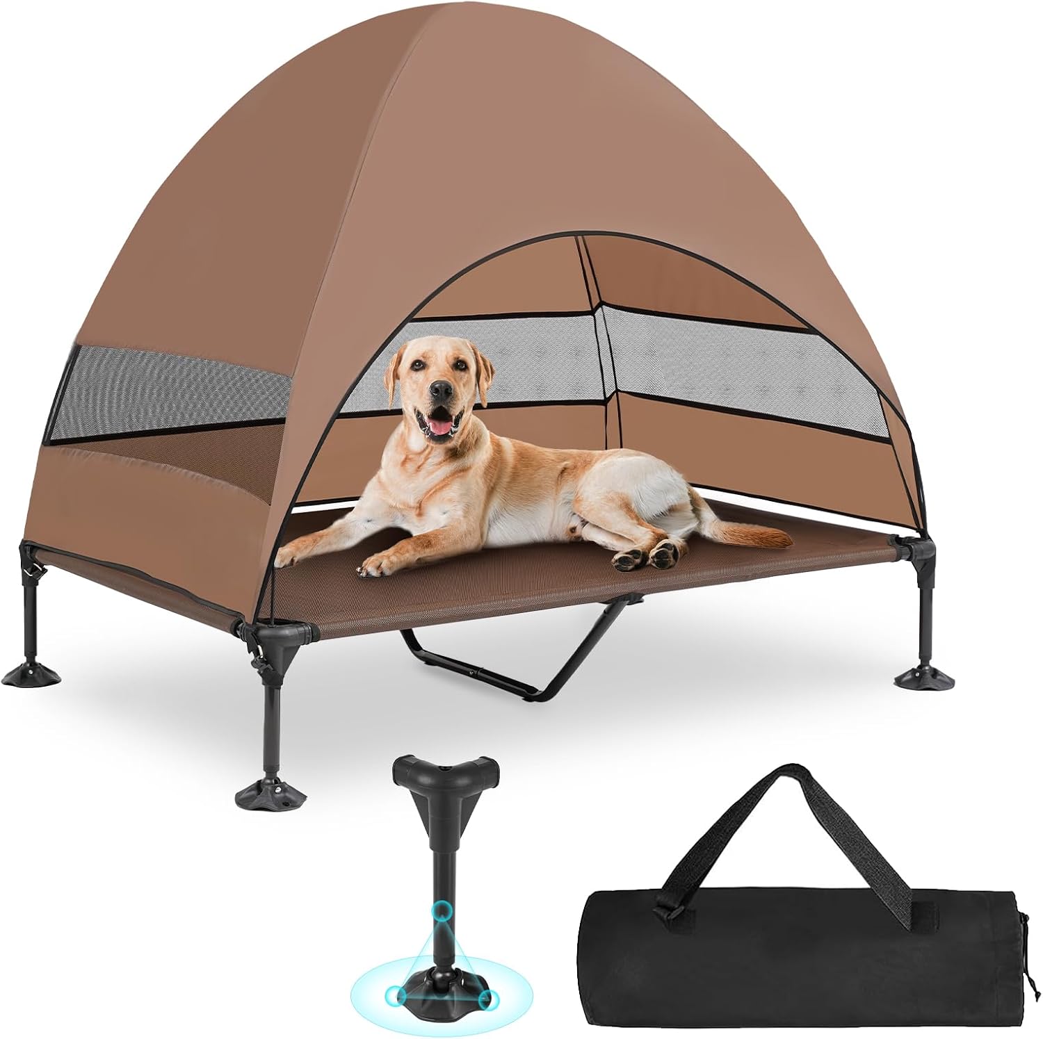Imagen de Snagle Paw Elevated Dog Bed With Canopy: Portable, Raised Outdoor Cot for Large Dogs en OfertitasTOP