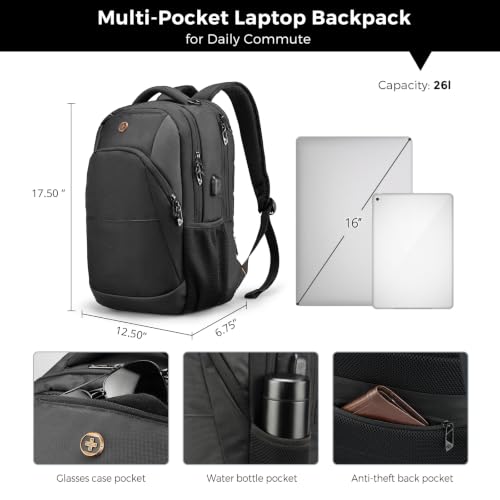Detalle de Swissdigital Design Backpack SD1670-01: 16-Inch Laptop, RFID & USB Charging Pocket