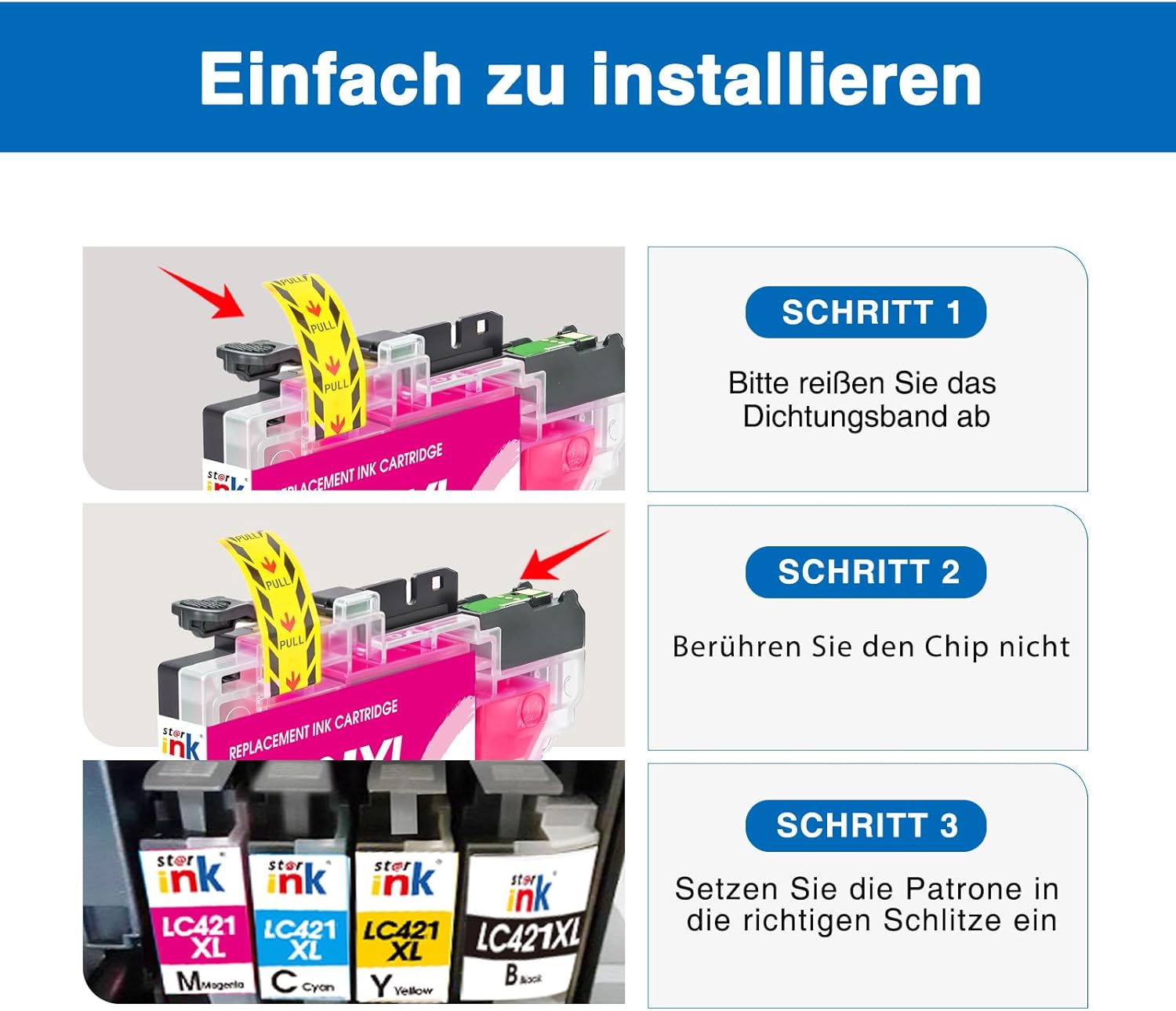 Thumbnail 5 de st@r ink LC421XL kompatible Tintenpatronen im 8er-Set für Brother (LC421XL / LC-421XL) inkl. Schwarz, Cyan, Magenta, Gelb