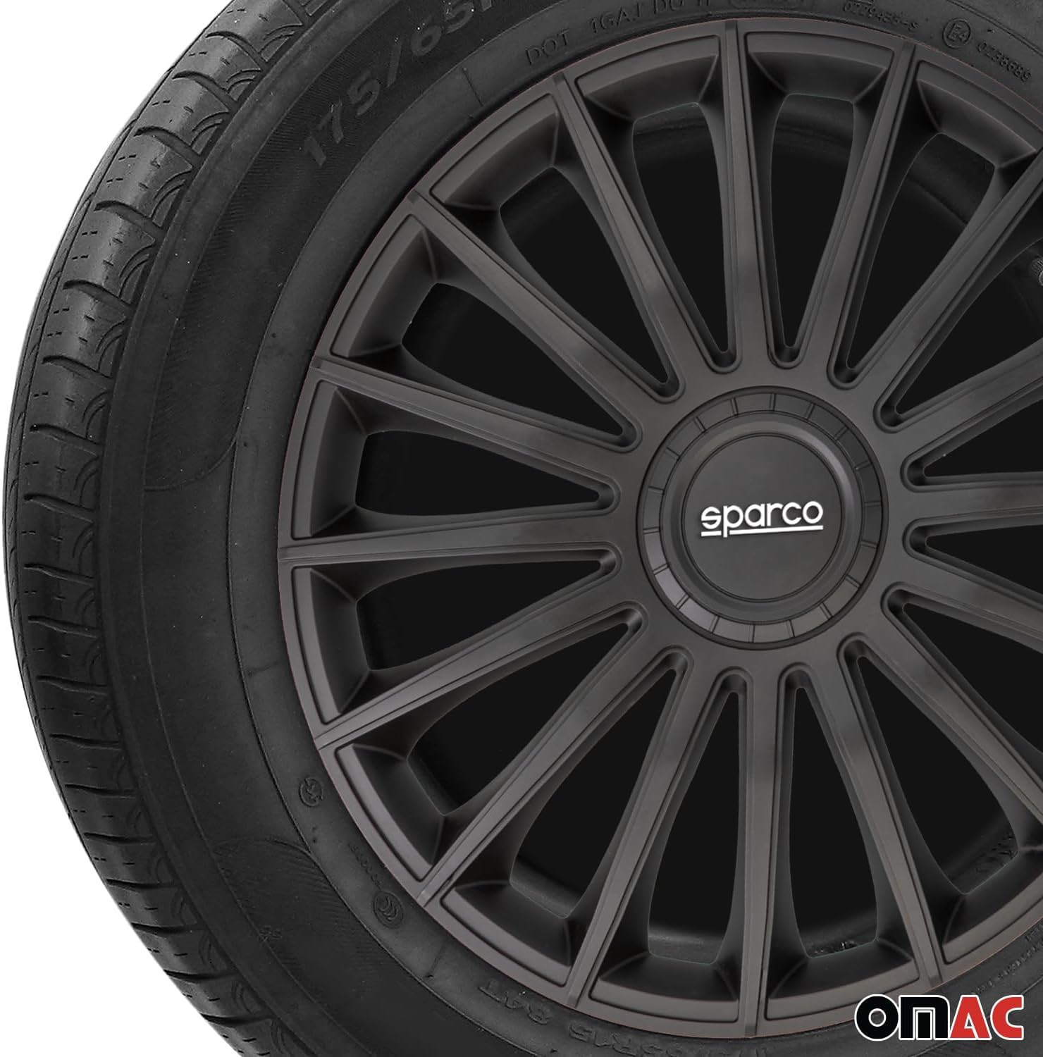 Thumbnail 5 de Sparco Treviso navkapslar 16 tum, svarta, ABS, snäppmontering, 4-pack