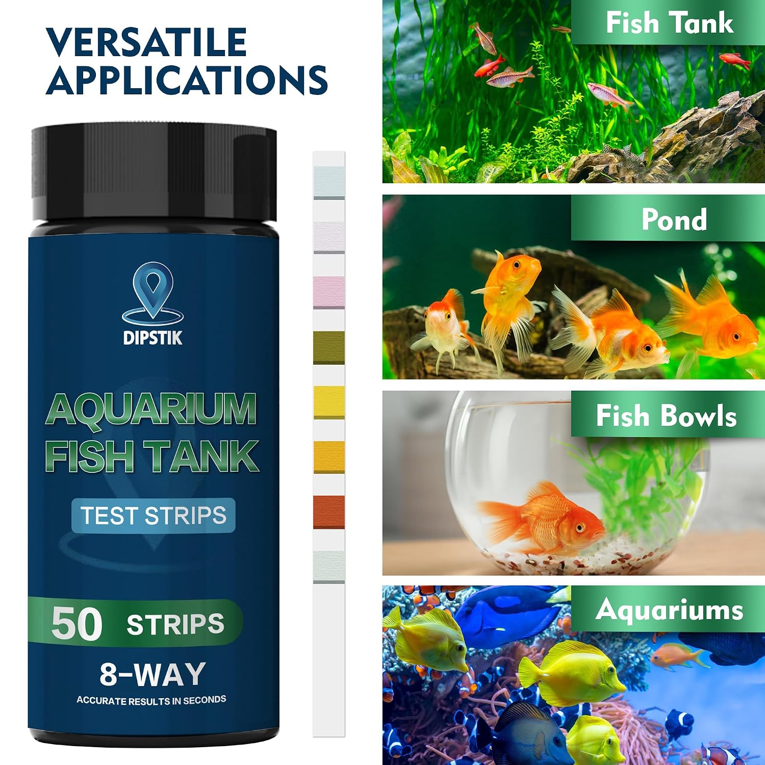 Thumbnail 4 de Aquarium Ammonia Test Strips 8-Way Fish Tank Test Kit (50 strips)