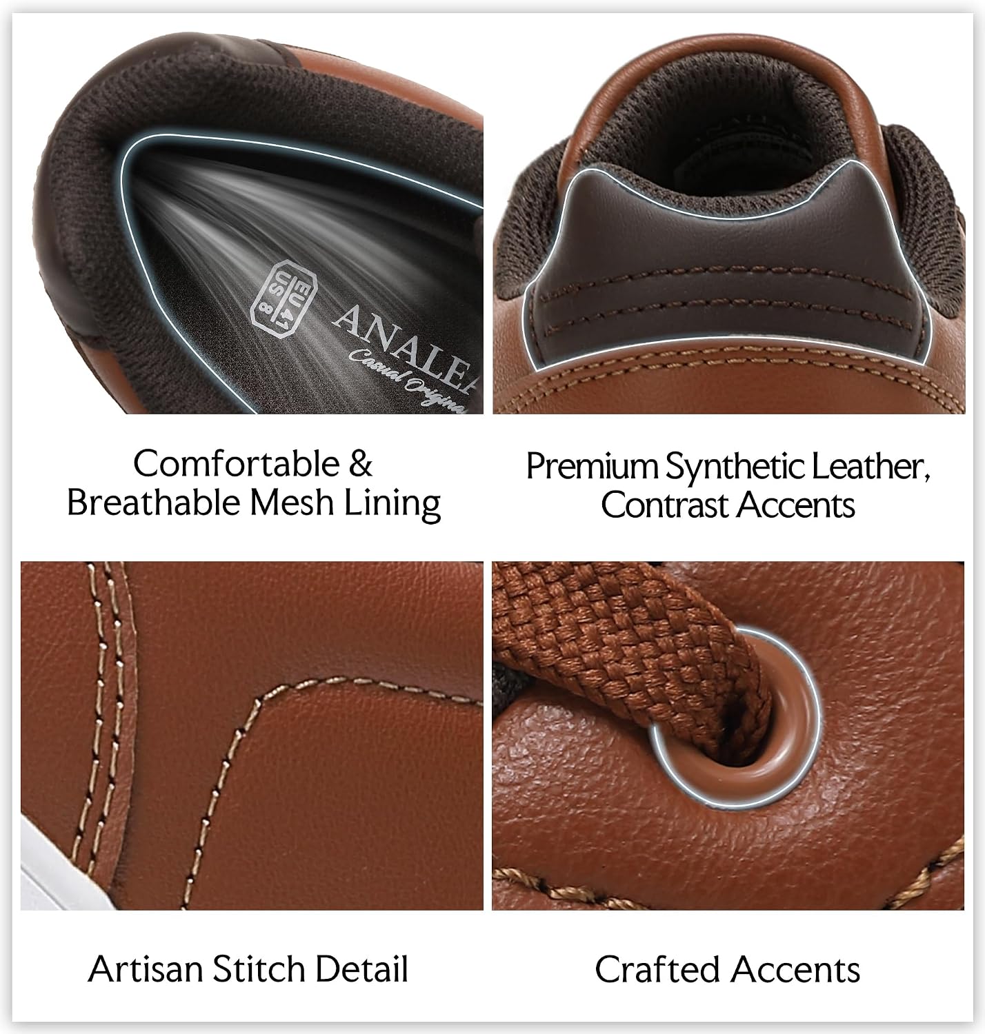 Detalle de ANALeAF Men's Casual Trainers Dress Shoes: Breathable, Comfortable Everyday Fitness for Work and Weekend