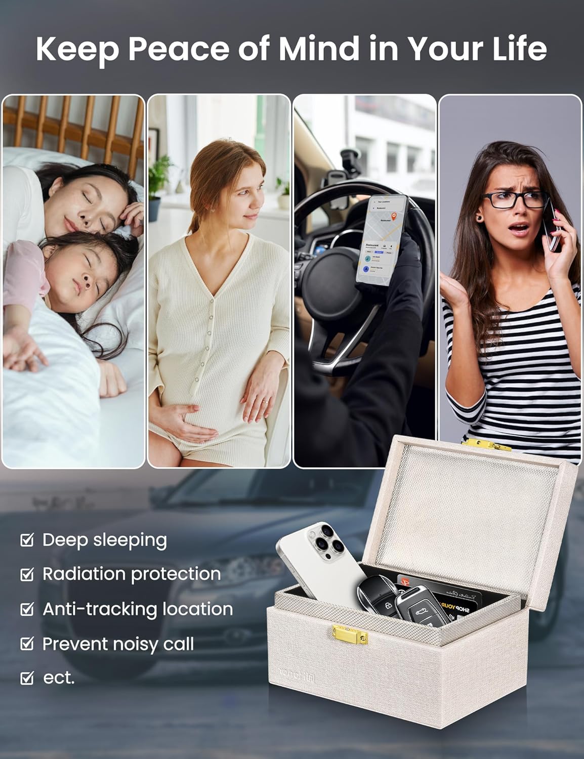 Detalle de WHonor White Faraday Box Keyless Entry Key Signal Blocker (RFID/NFC cards included)