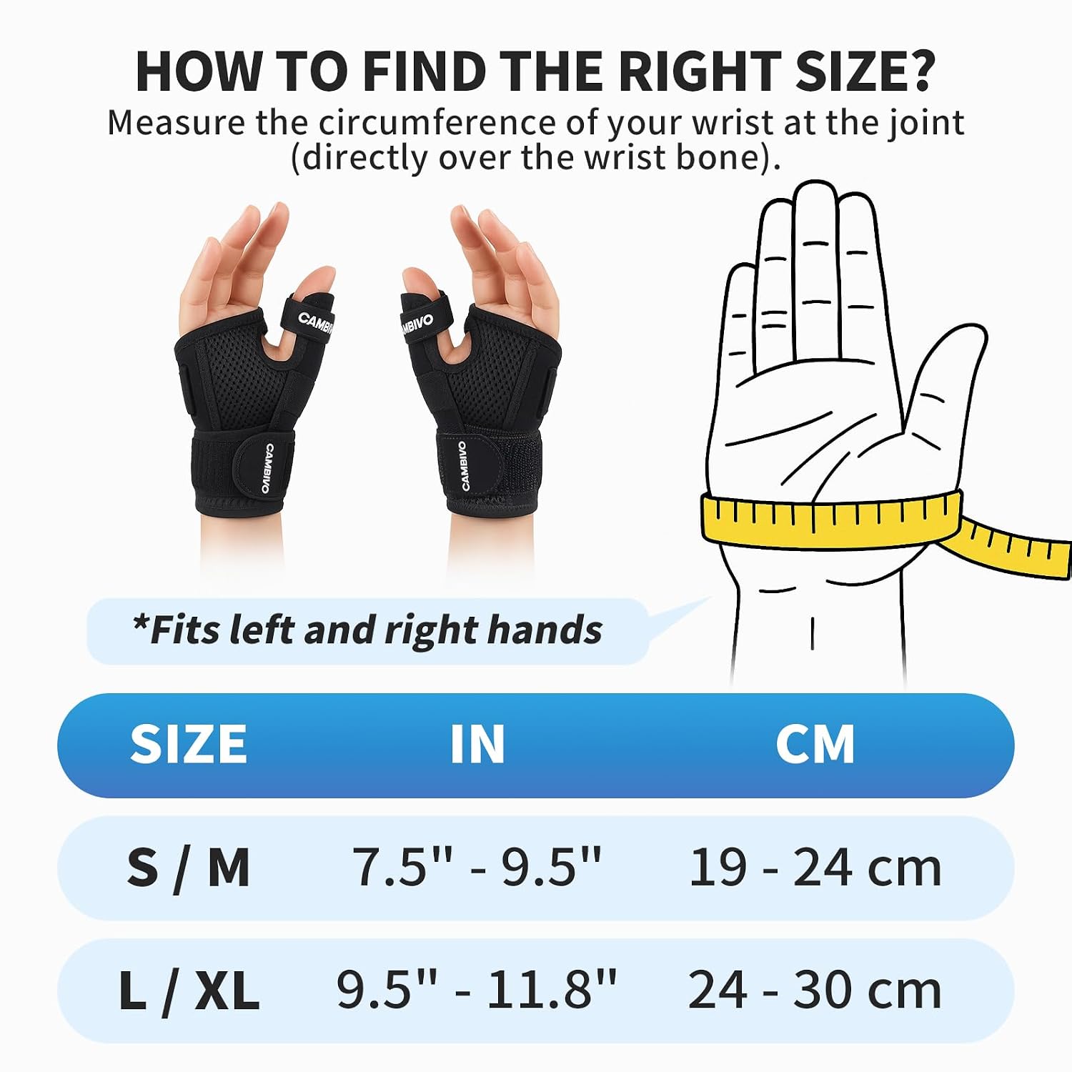 Thumbnail 1 de CAMBIVO Wrist Supports with Thumb Splint S/M