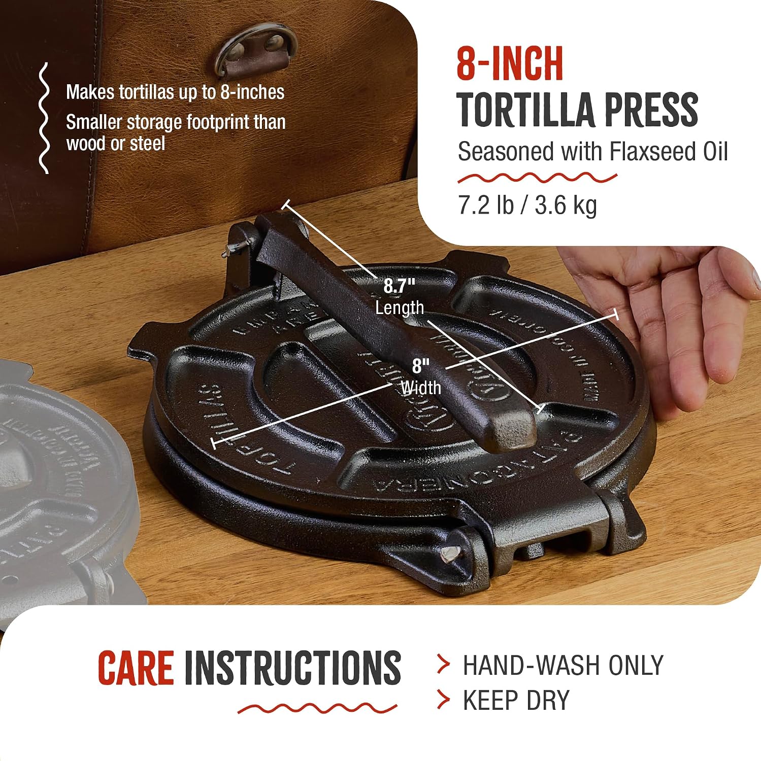 Thumbnail 5 de Victoria Cast Iron Tortilla Press, 8-Inch