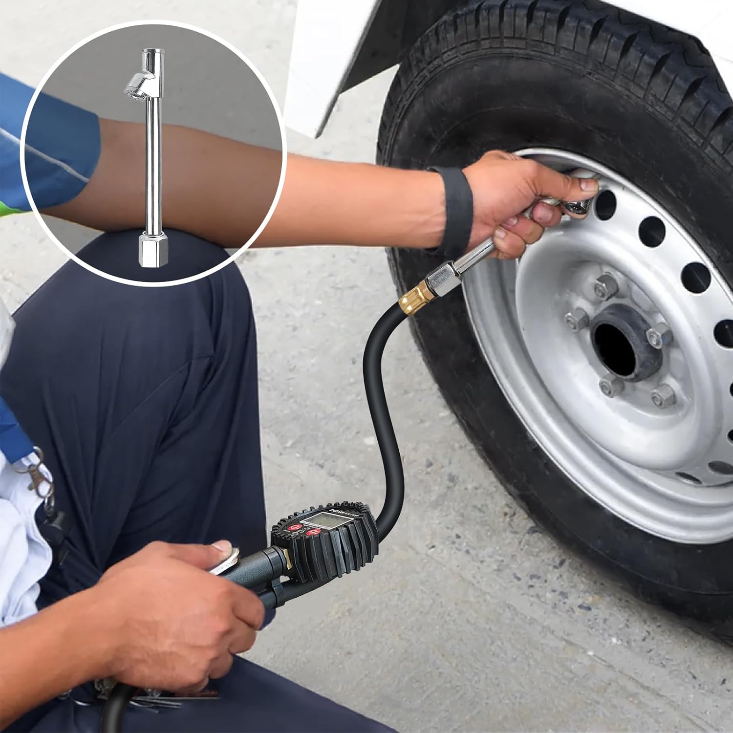 Thumbnail 5 de ENDARK Digital Tire Pressure Gauge with Inflator (250 PSI) — air compressor attachment with 360° chuck, extended hose & carry case