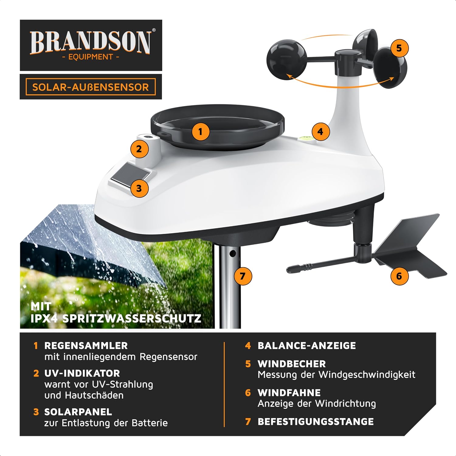 Thumbnail 4 de Brandson WLAN Wetterstation mit 7-in-1 Sensor