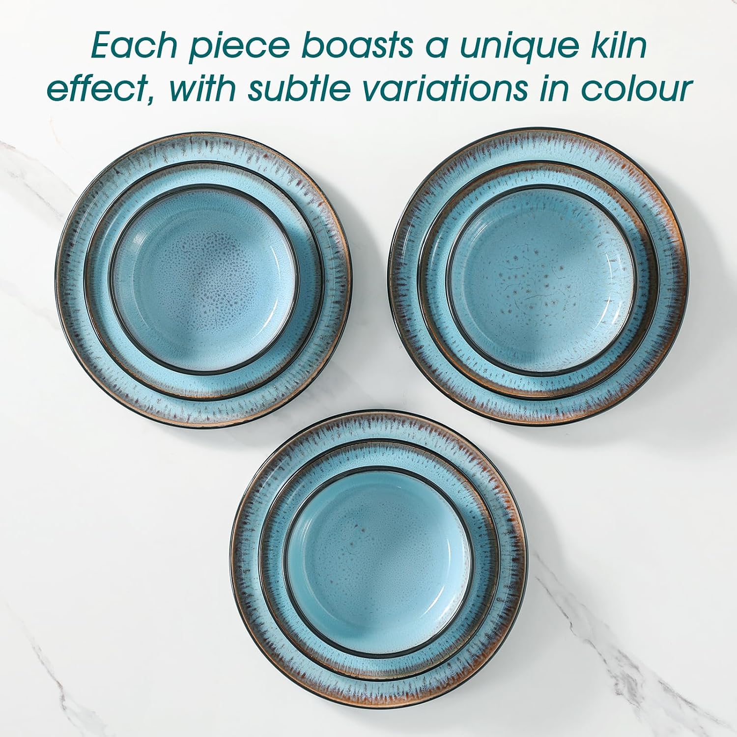 Detalle 2 de vancasso Amber VC-AMBER-B-24-LDP Stoneware Dinner Plates, Set of 6, Blue