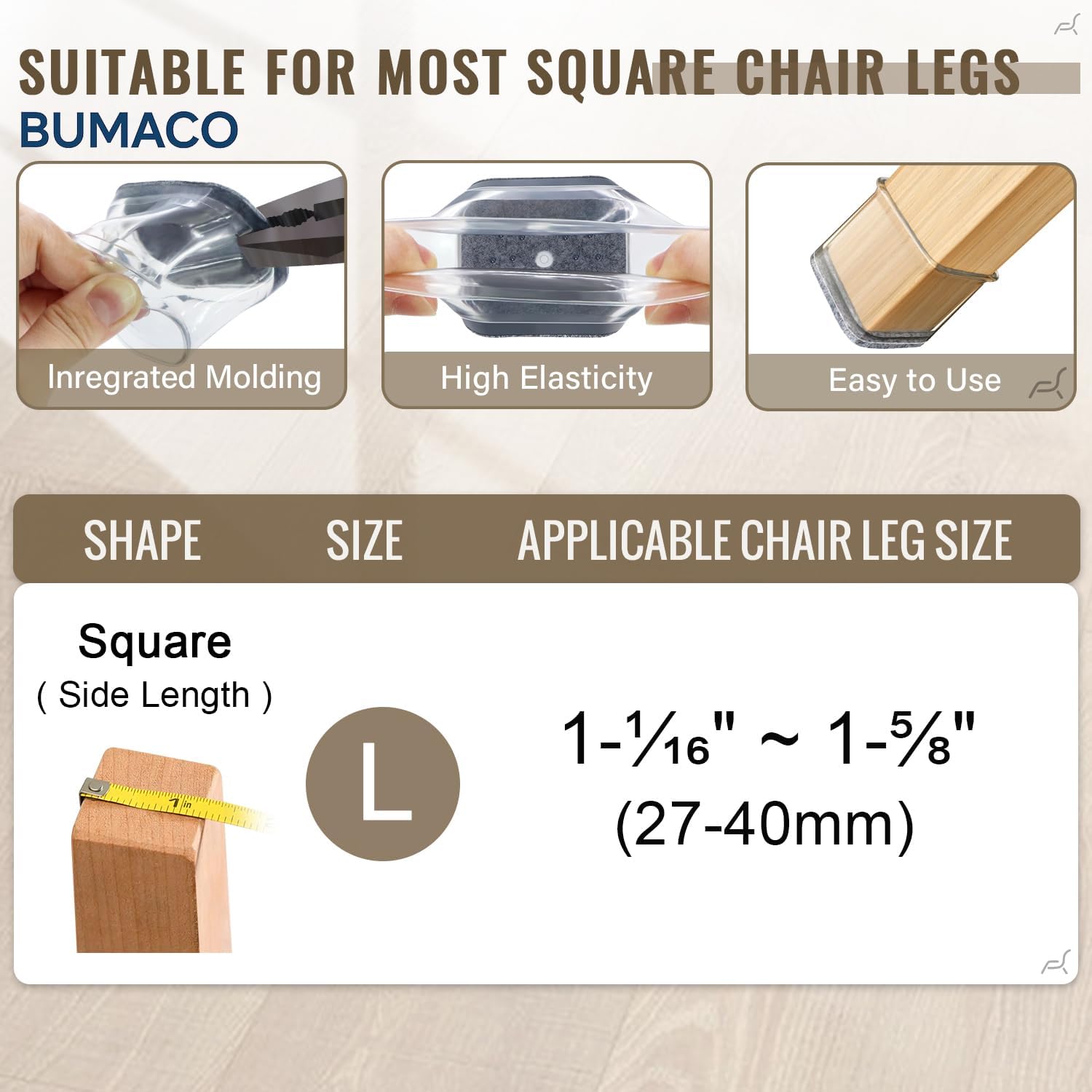 Thumbnail 1 de BUMACO Chair Leg Floor Protectors, Size L