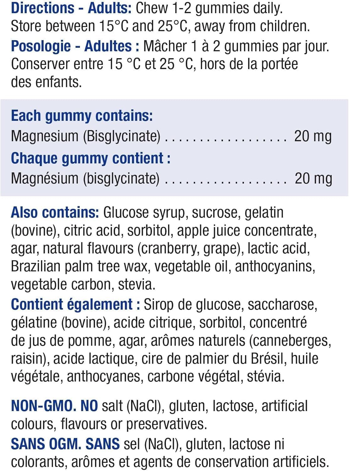 Detalle de Jamieson 9204 Magnesium Bisglycinate Gummies, 20 mg, Cranberry Grape, 60 Count